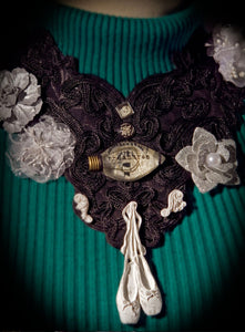 Treasures of light black italian lace necklace