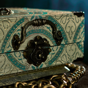 Turquoise and beige brocade Freyja handbag