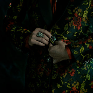 Flowers and leaves tailored brocade jacket