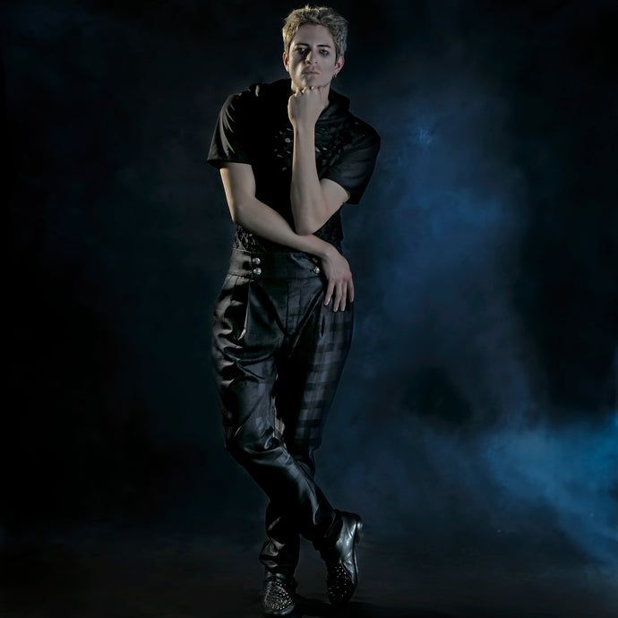 Pantalón Rey Arturo en casimir negro cuadros