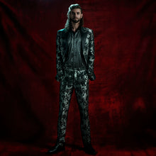 Load image into Gallery viewer, Silver and black brocade tailored trousers