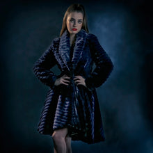 Load image into Gallery viewer, Blue faux fur coat
