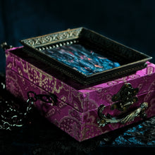 Load image into Gallery viewer, Purple and silver brocade Hecate hand bag