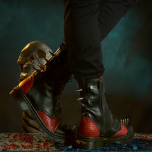 Load image into Gallery viewer, Black and red gothic boots