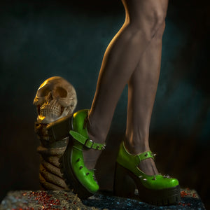 Bright green gothic shoes