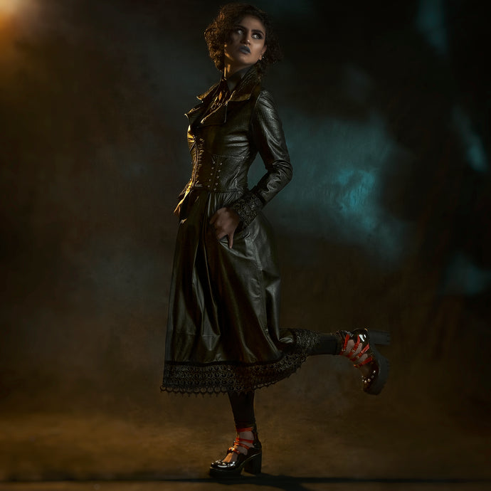 Black leather gothic coat