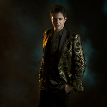 Load image into Gallery viewer, Black and gold hearts brocade jacket