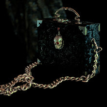 Load image into Gallery viewer, Black velvet skull hand bag