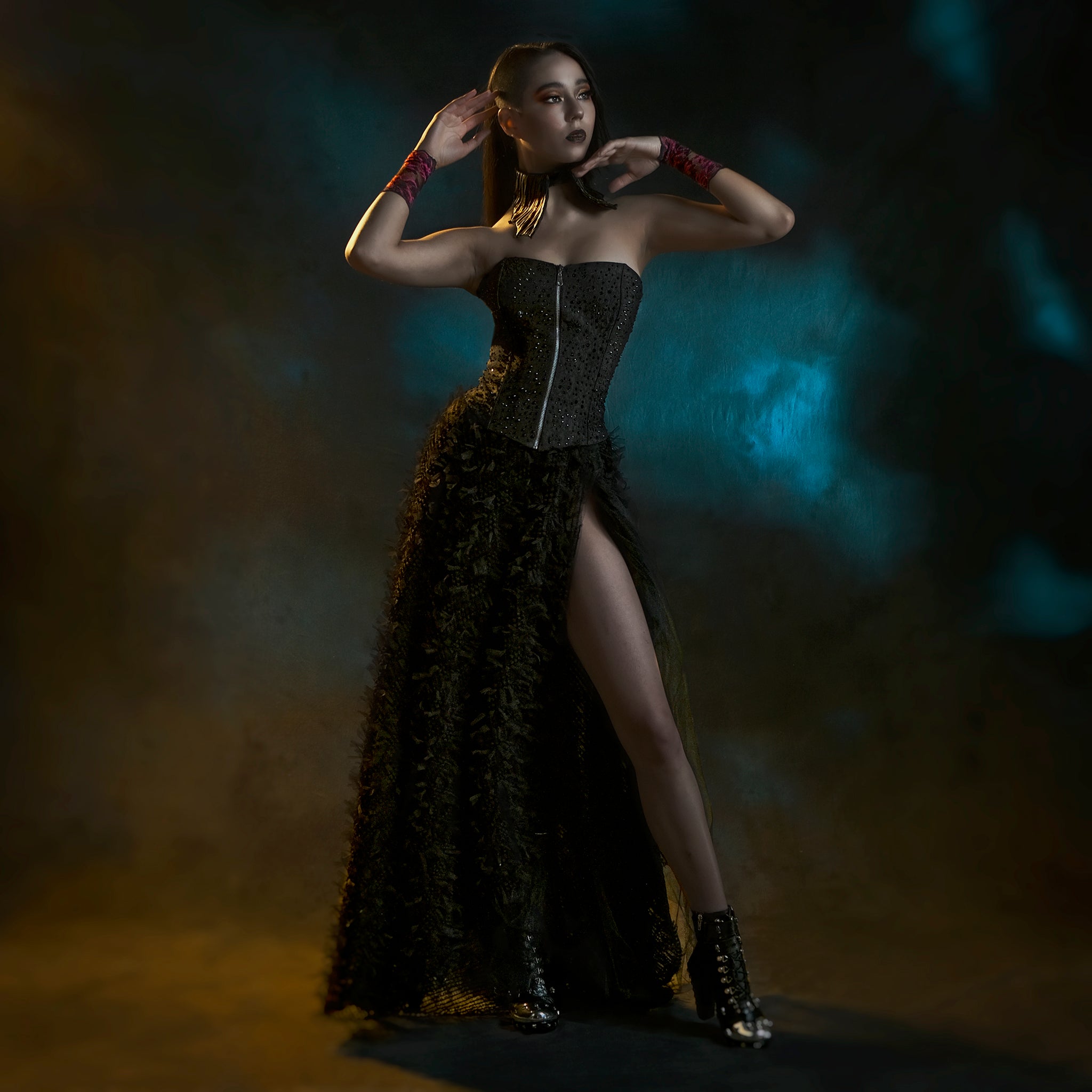 heart shaped corset dress Lia Stublla Heart Shaped Corset Gown- Orange