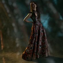Load image into Gallery viewer, Burgundy and black brocade long dress