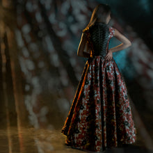 Load image into Gallery viewer, Burgundy and black brocade long dress