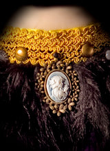 Load image into Gallery viewer, Black and yellow girl cameo choker